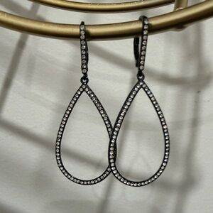 Black Pave Teardrop Earrings - Women Jewelry